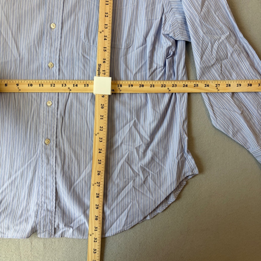 Polo Ralph Lauren Mens Philip Striped Button Down Shirt Blue White 17.5 34/35 - Picture 5 of 5